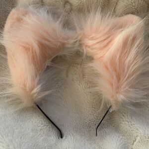 cat white fluffy ear headband